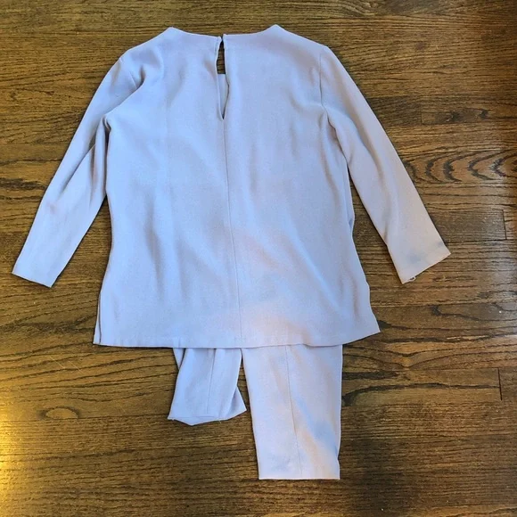 3/$10 Slate Gray Muted Blue Tie Sash Waist Flowy 3/4 Sleeve Blouse - Picture 6 of 6